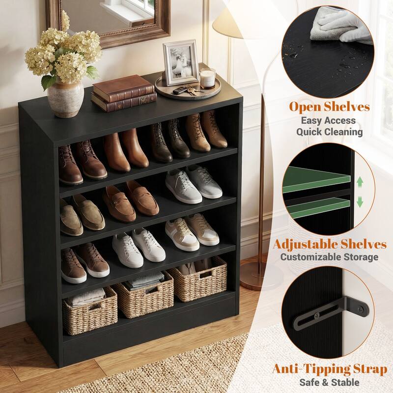 Cimly 45 Pairs Tall Shoe Cabinet, 9-Tier Wooden Shoe Storage Organizer with Adjustable Shelves
