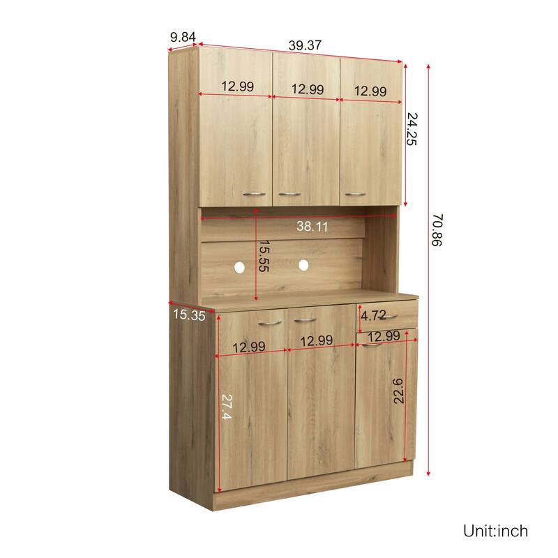 70.87" Tall Wardrobe and Kitchen Cabinet