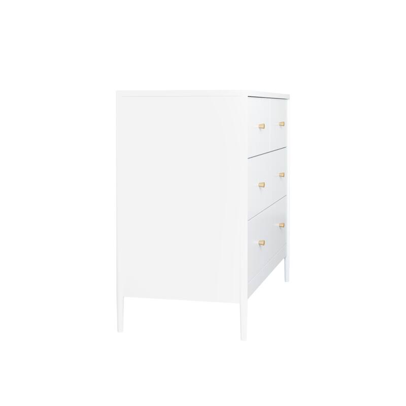 Anmytek White 4 Drawer Dresser Minimalist Storage Chest with Wood Knobs