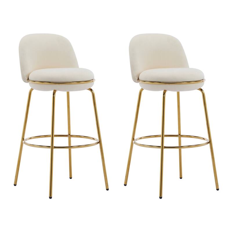 Christopher Knight Home - Rio Claro 37.75" Gold Metal Barstool Set with Beige Upholstery for Kitchen Island or Home Bar