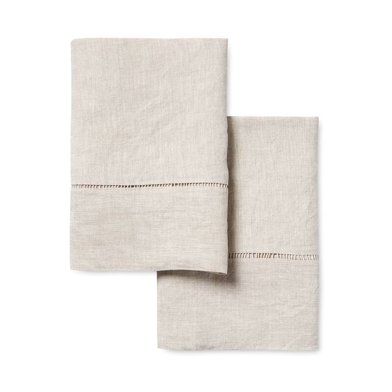 Belgian Flax Linen Collection Ladder Hemstitch Pillowcases/Euro Shams