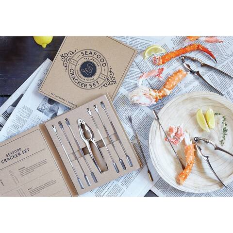Curata Stainless Steel Seafood Cracker and 6 Picks Set