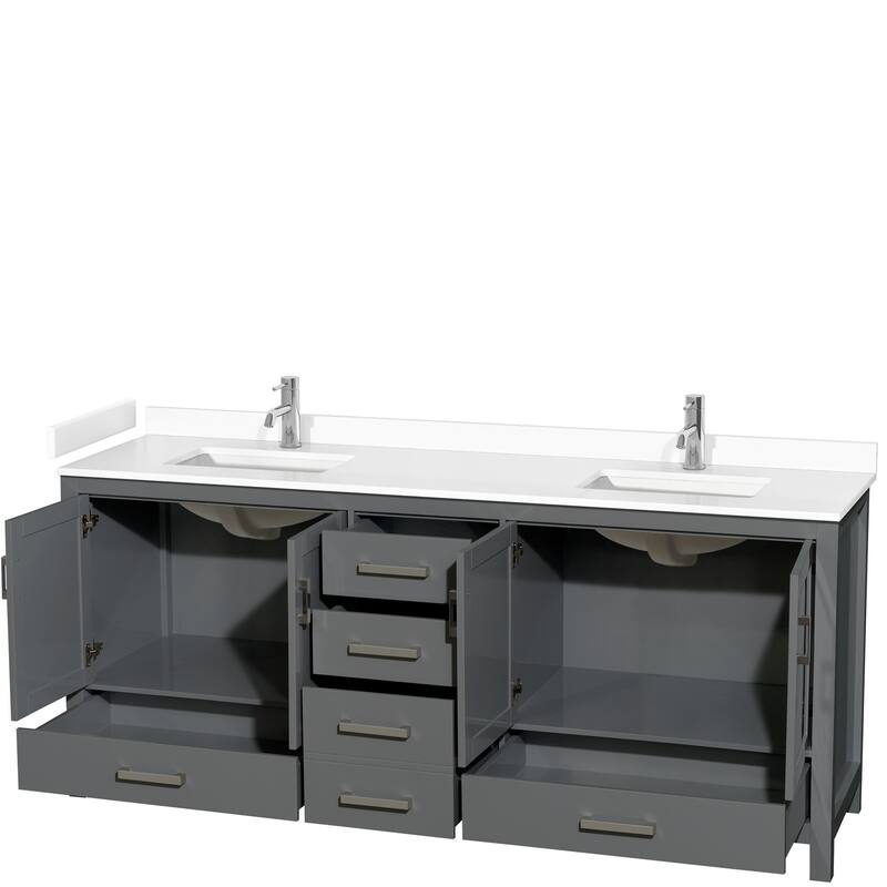 Sheffield Double Bathroom Vanity Set, Cultured Top, No Mirror