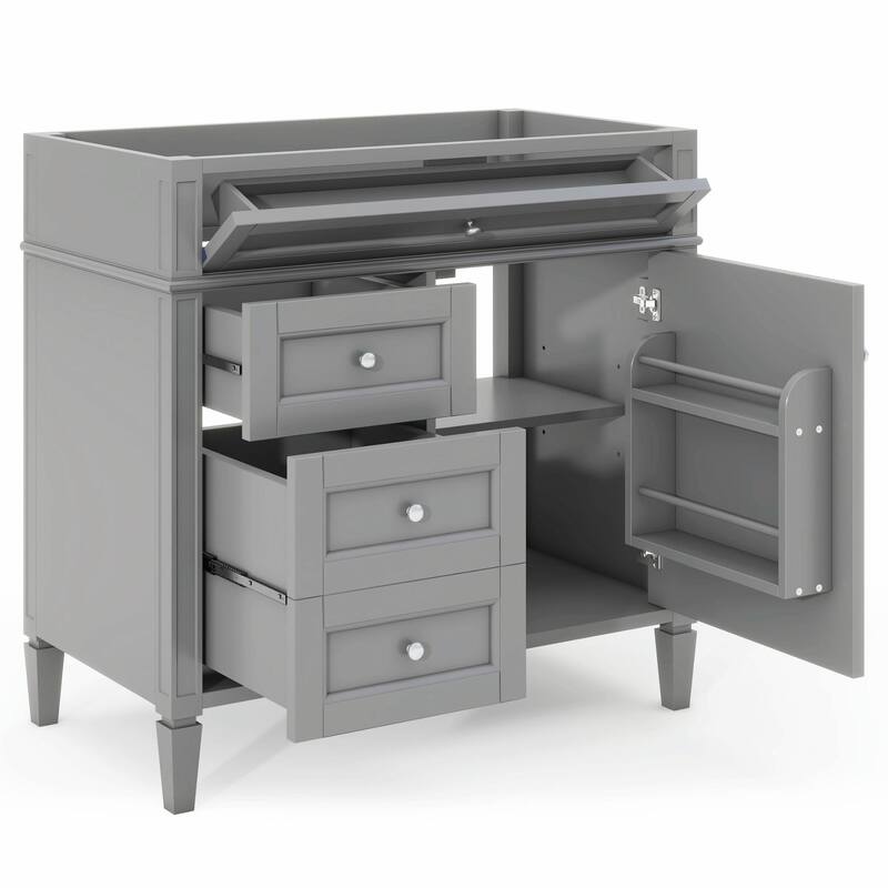 36'' Bathroom Vanity with Top Sink, 3 Drawers for Stylish Storage - Without sink - Grey