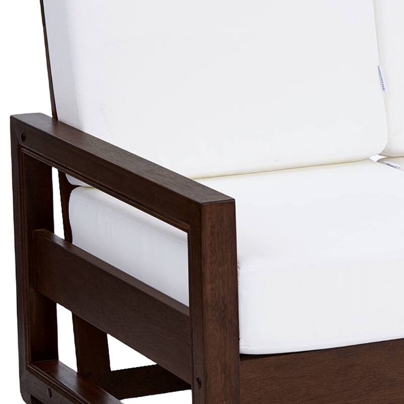 Outdoor Patio Loveseat Table Set Teak Wood with Cushion