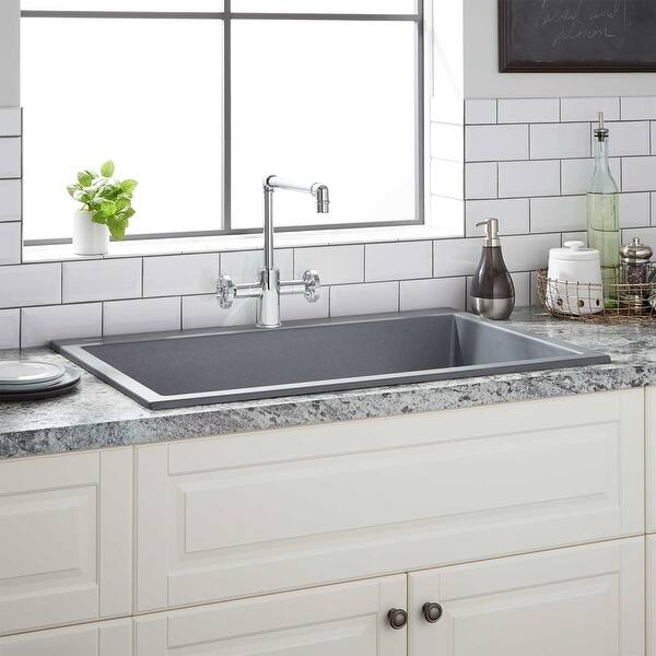 Shop Signature Hardware 941022 Algren 33 Drop In Single Basin Granite Composite Kitchen Sink Overstock 25649384