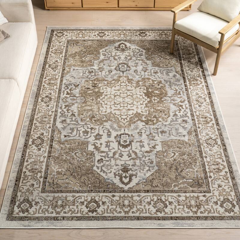 Nuloom Cady SpinClean Machine Washable Transitional Area Rug - 6'7" x 9' - Light Brown - Rectangle