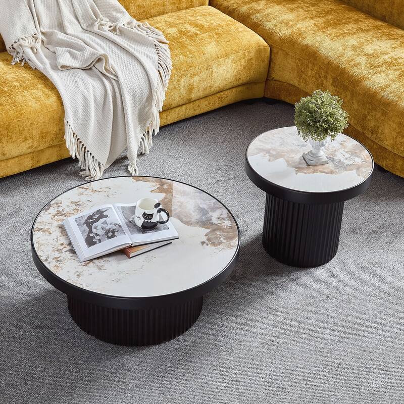 Coffee Table Set of 2 ,MDF Round Coffee Table for Living Room ,Apartment