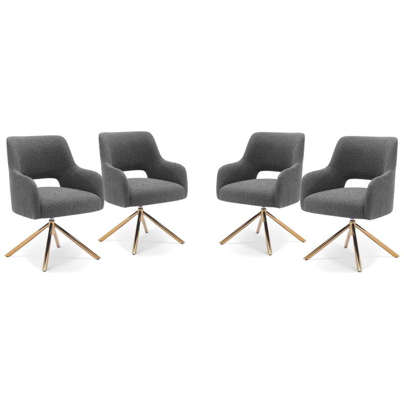 Boucle Polyester Upholstered Swivel Accent Chair - Stain Resistant (Set of 4)
