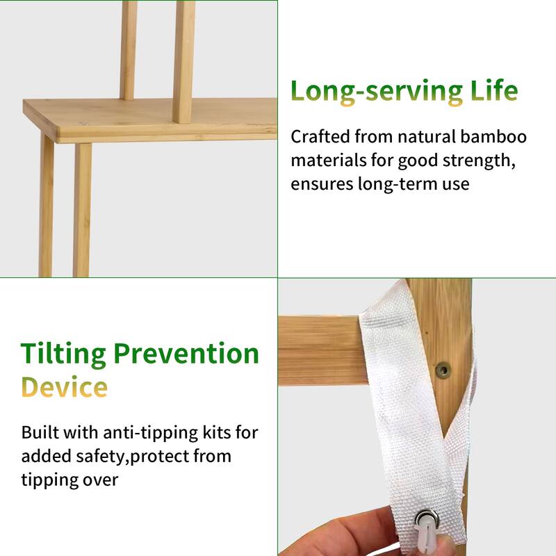 Natural Bamboo 5-Tier Bookcase with Storage Cabinet