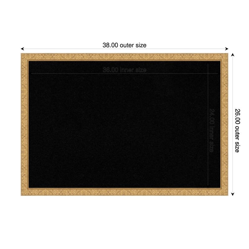 Lila Gold Wood Framed Cork Board - Bulletin Board, Organization Board, Pin Board - Black - 38 x 26 in