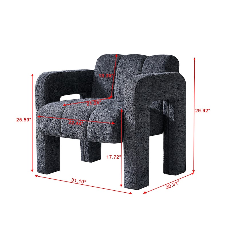 Upholstered Accent Chair 31.10" Wide Boucle Modern Accent Chair Side Chair Comfy Wide Armchair For Bedroom, Living Room