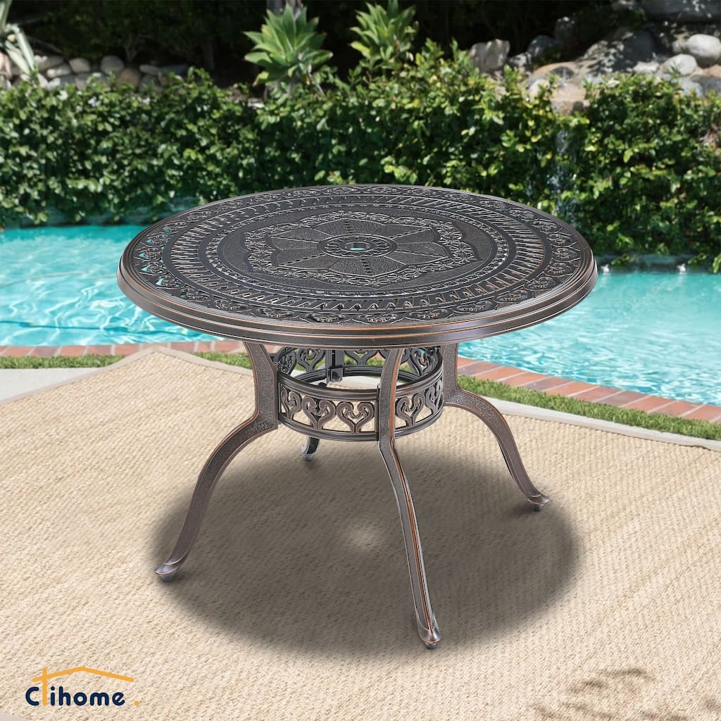 40" Outdoor Durable Cast Aluminum Construction Patio Dining Table