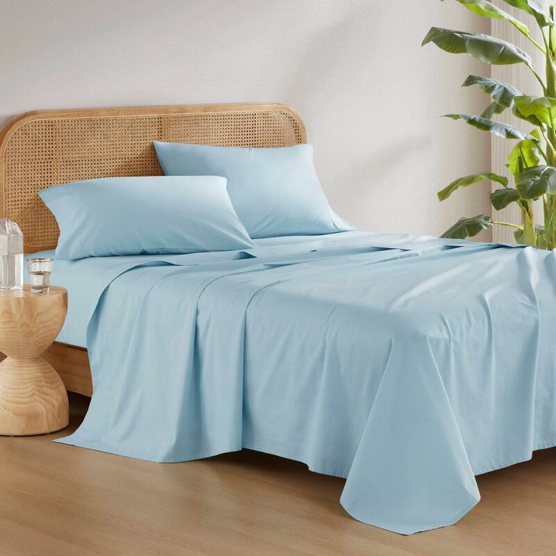 Chelsea Square Cotton 144TC 100% Cotton Solid Sheet Set - Queen - Light Blue