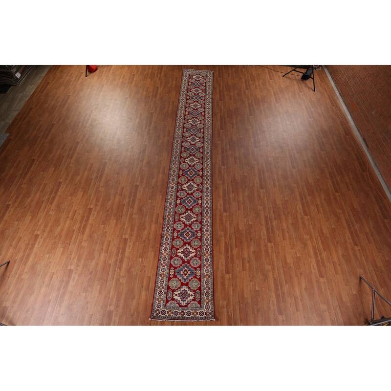 Kazak Oriental Rug Hand-Knotted Wool Carpet - 2'7" x 19'3"