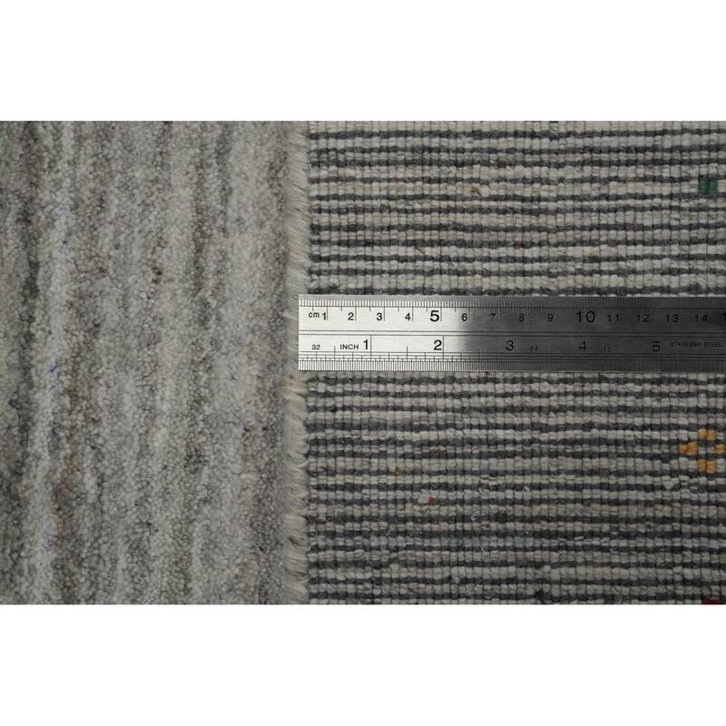 Hand Knotted Oriental 100% Wool Carpet Tribal Animal Pictorial Greys & Charcoal Gabbeh Area Rug - 12' 6'' X 9' 3''