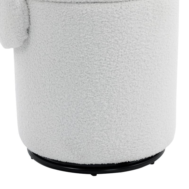 Stylish Upholstered Barrel Chair: 360°Swivel Vanity Stool for Bedroom & Dining Chair, Built-in Storage, Soft Padded Accent Seat