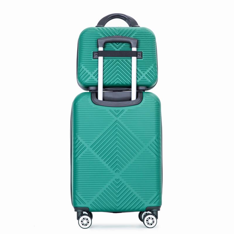 20/14" Spinner Wheels Luggage Sets 2 Piece Lightweight Suitcase Sets, Carry On Trunks Sets - Dark Green