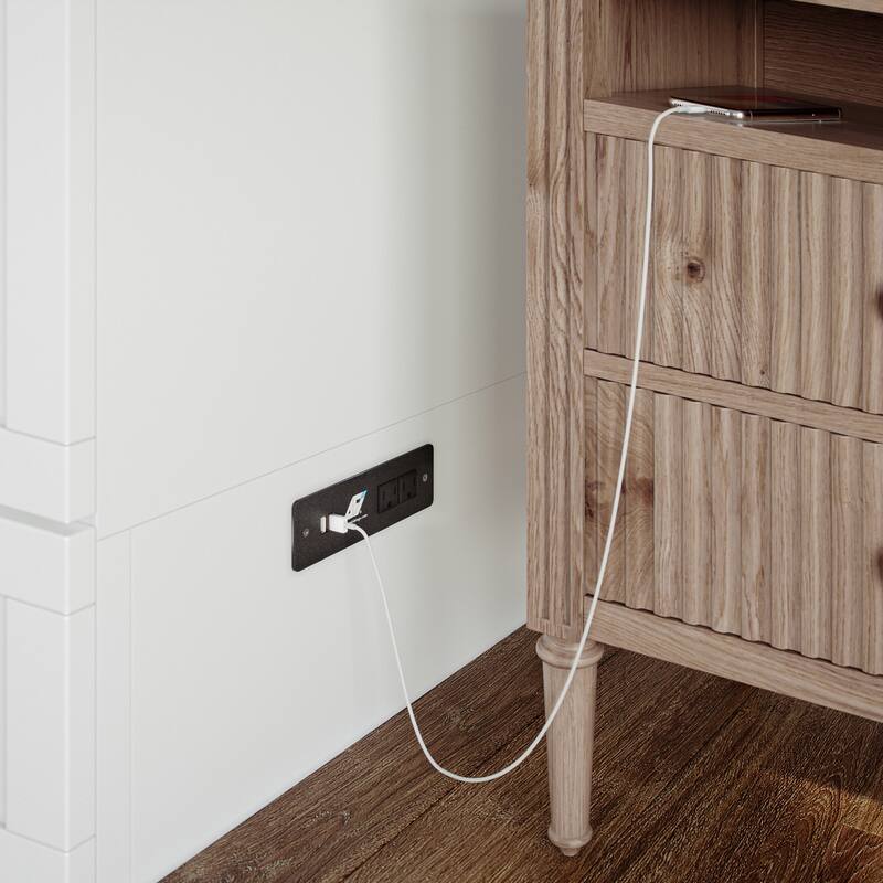 Raleigh Queen Murphy Bed Chest with 6" Mattress, Storage Drawer & Built-In Charger in White