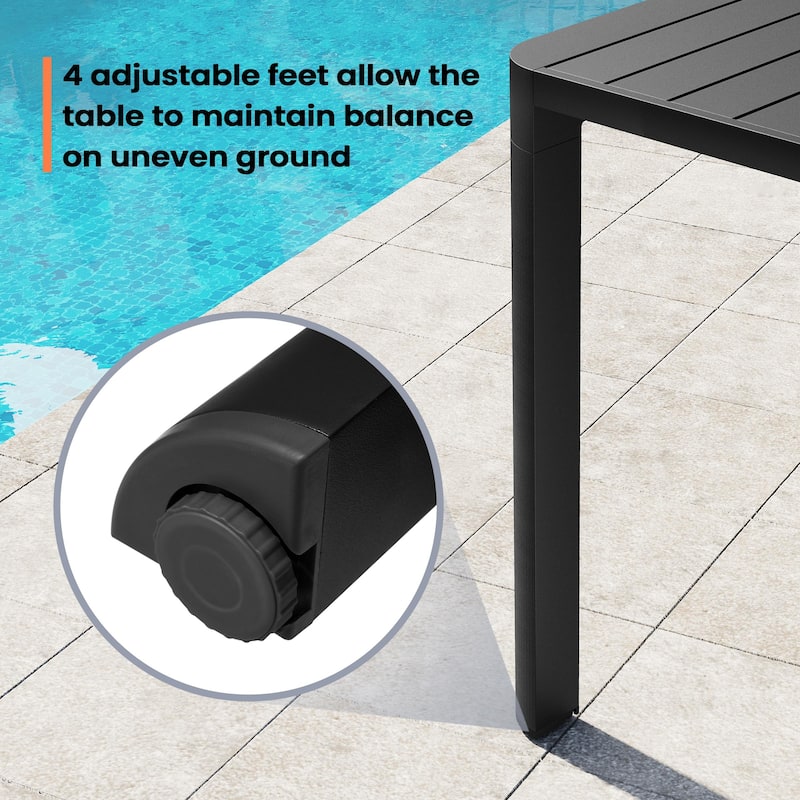 Outdoor Dining Table Aluminum Extendable Table with Durable Adjustable Reclining Folding Chair - N/A