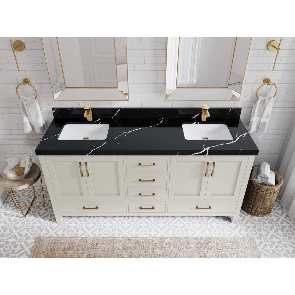Willow Collection 72 in. W x 22 in. D Malibu Double Sink Bathroom Vanity with Countertop