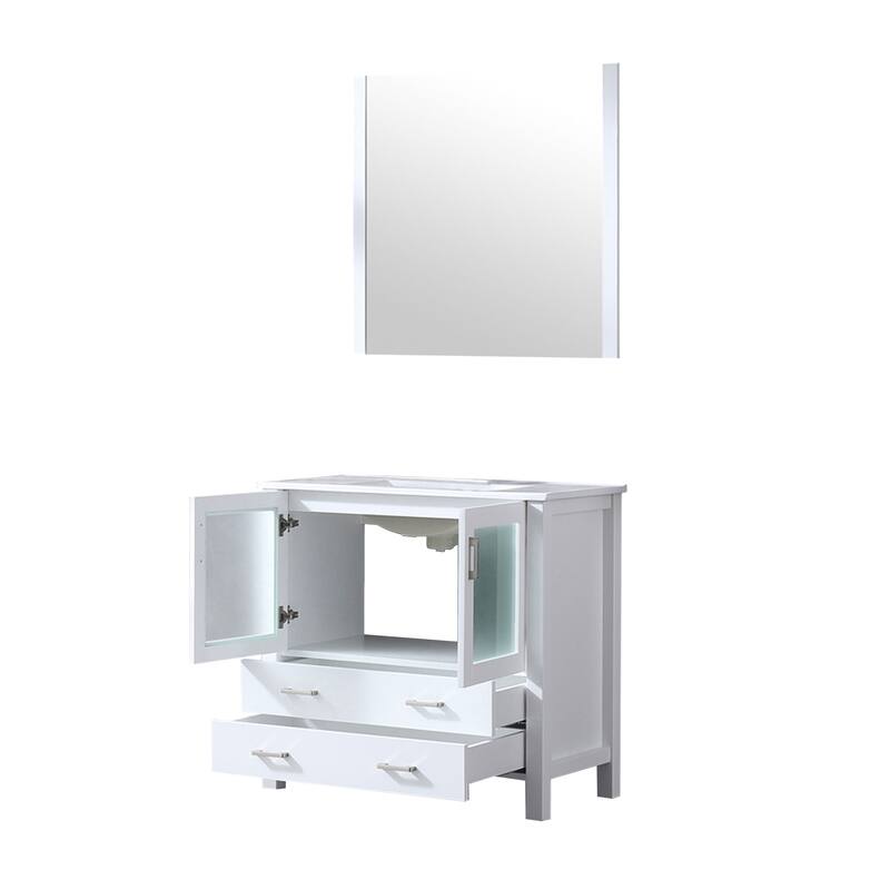 Volez Bath Vanity, White Ceramic Top and Mirror