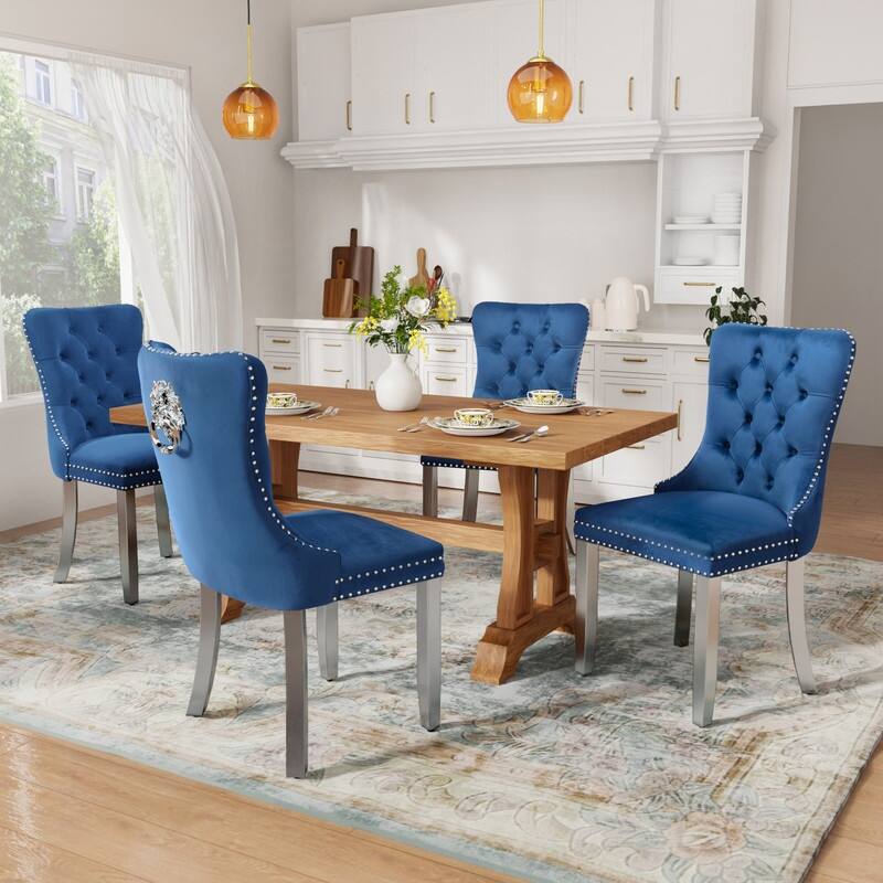 Contemporary Velvet Upholstered Dining Chair Set of 6
