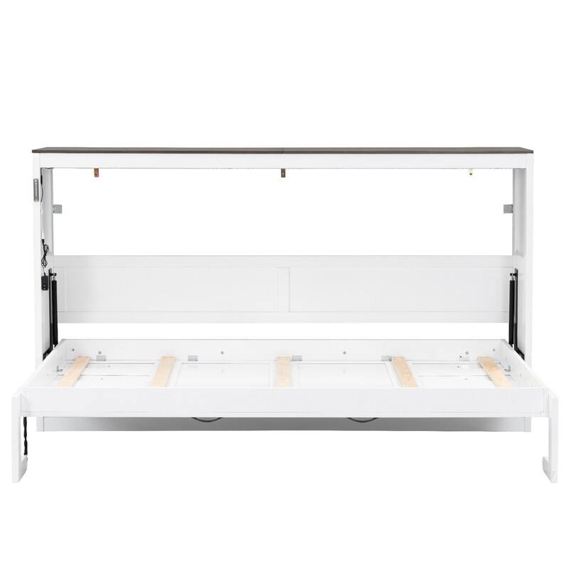 Twin Size Murphy Bed with LED Light, can be Folded into a Cabinet, Solid Wood Murphy Cabinet Bed,Space Saving Design