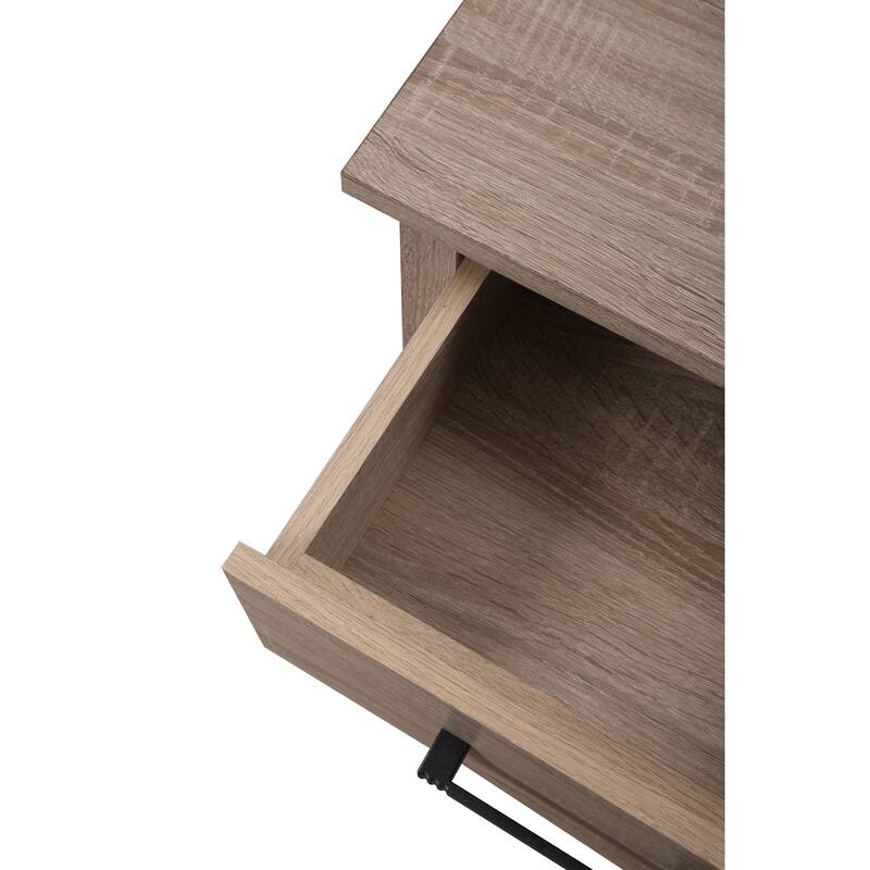 Sandle Wood Nightstand 24x20x19 Warm Compact Bedside Table with Contemporary Finish, Easy Assembly and Modern Storage