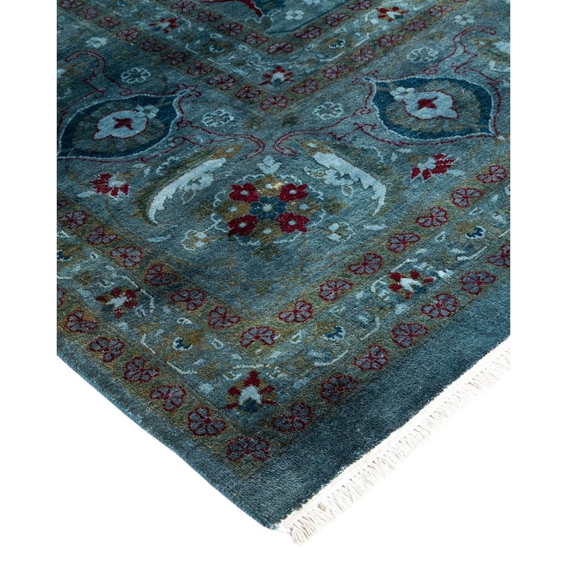 Overton Hand Knotted Wool Vintage Inspired Modern Contemporary Overdyed Gray Area Rug - 9' 3" x 11' 10"