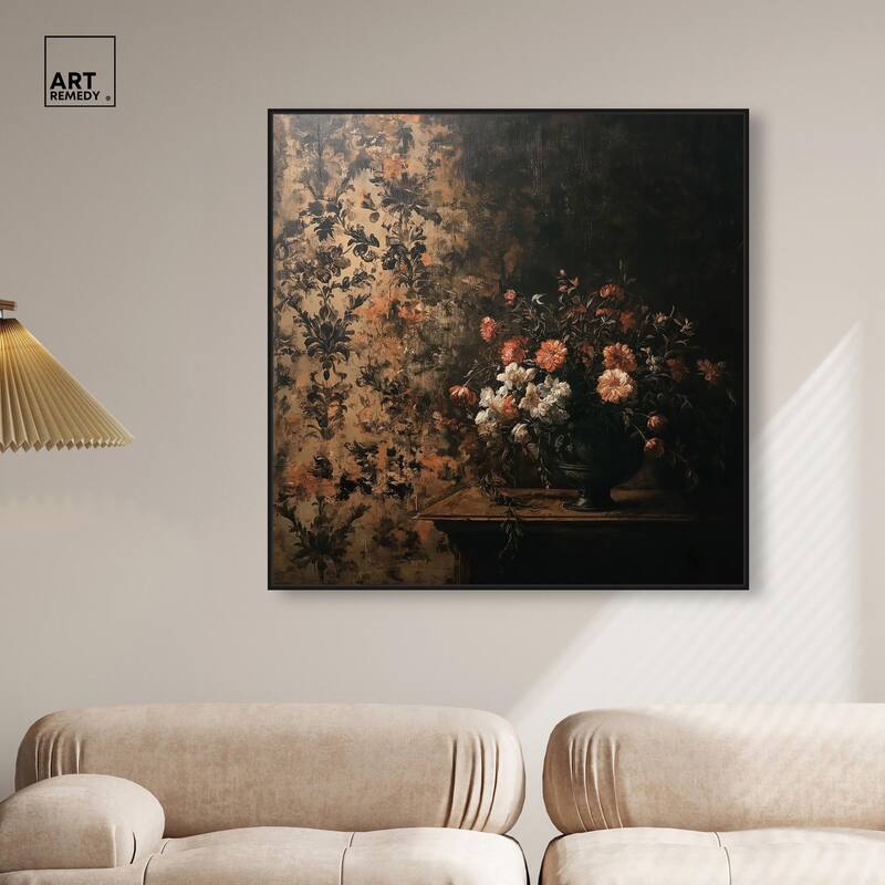 Dark Floral Elegance Canvas by Art Remedy
