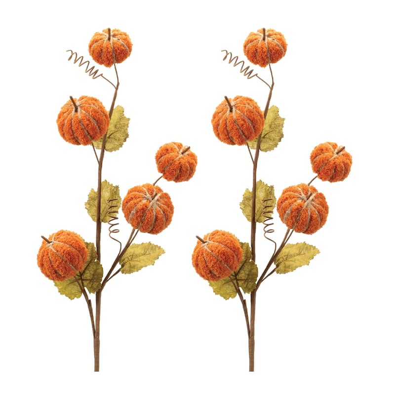 HomeRoots Set of Six Orange and Green Fall Mini Pumpkins Wreath Sprays