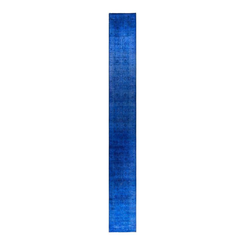 Contemporary Overdyed Wool Hand Knotted Runner - 2' 8" x 21' 2"