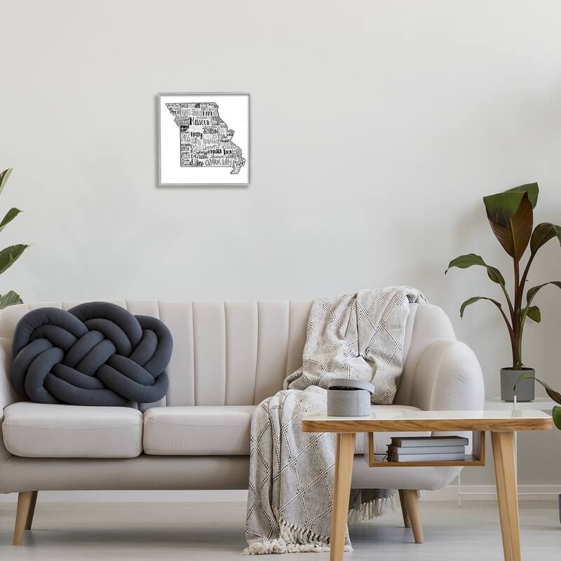 Stupell Various Typography Missouri State Framed Giclee Texturized Wall Art, Design By The Saturday Evening Post