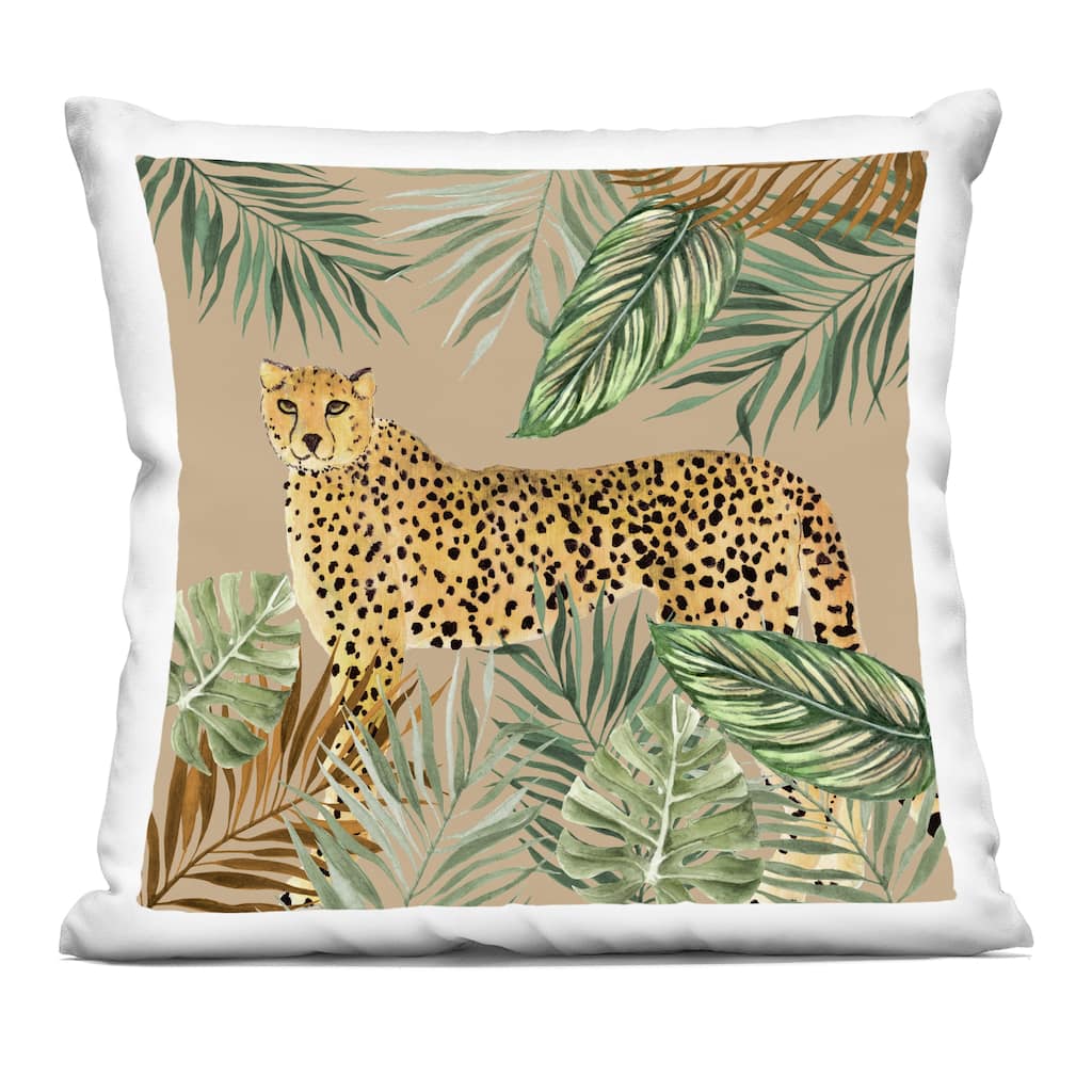 Stupell Palm Leaves Around Leopard Decorative Printed Throw Pillow Design by Janet Tava