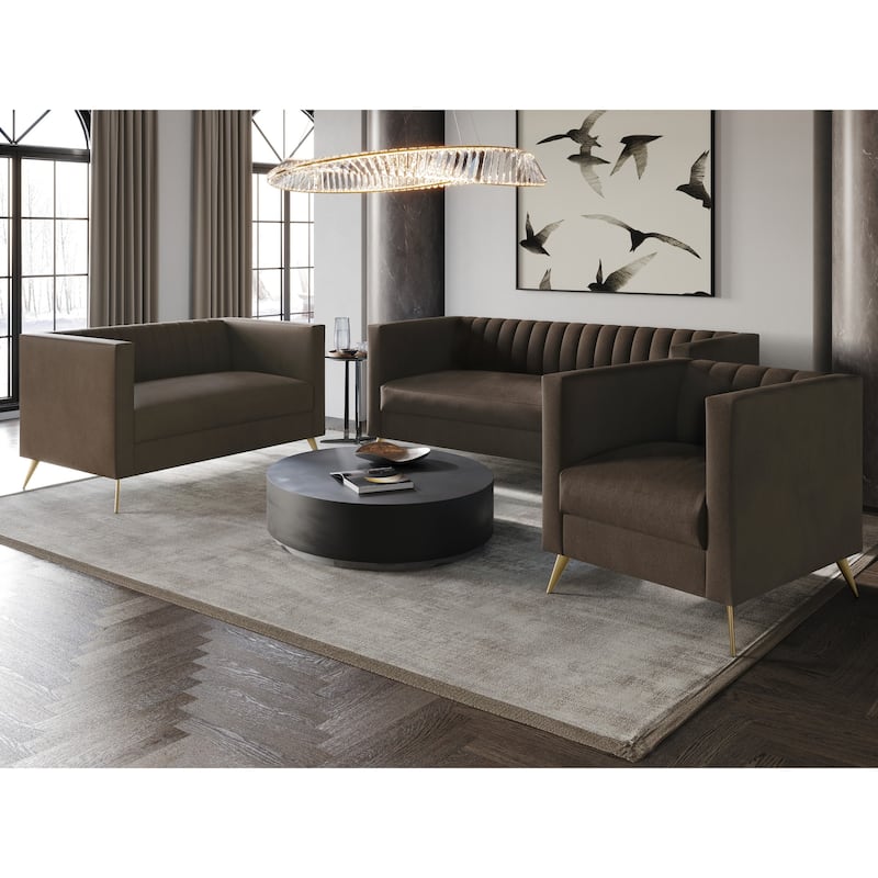 Clayfell Weiss Velvet Square Arm Chair/ Loveseat/ Sofa