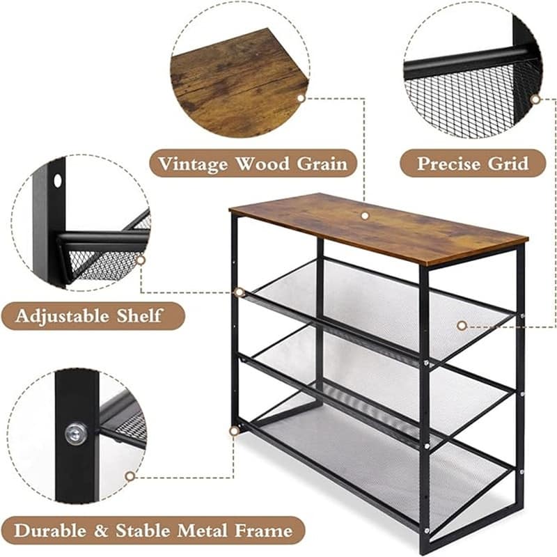 4 Tiers Shoe Rack - 25.2"D x 11.81"W x 28.43"H