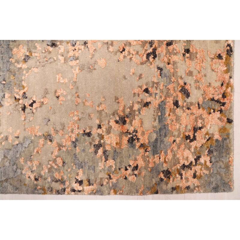 ECARPETGALLERY Hand-knotted Legacy Beige, Dark Grey Silk, Wool Rug - 2'7 x 10'2