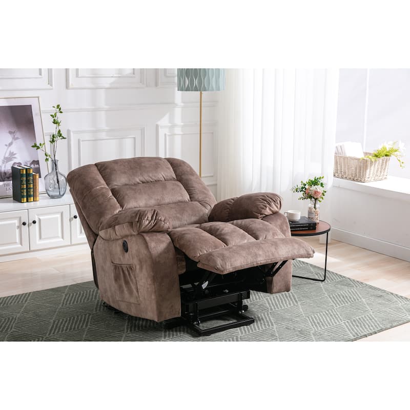 Modern Oversized Electric Lift Recliner, Heat Therapy, Massage for