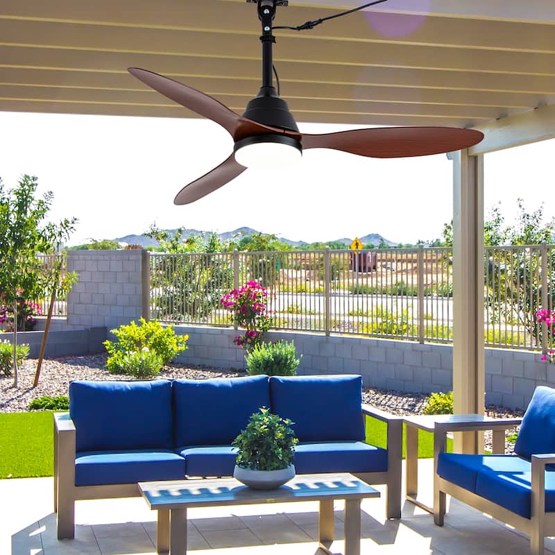 Cusp Barn 42" Outdoor Ceiling Fan with Light and Smart APP Remote Control, 6-Speed DC Motor Plug-in Hanging Fans with Cord