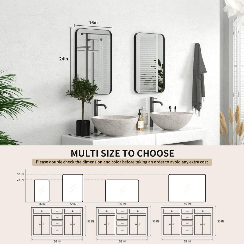 Rectangle Bathroom Vanity Mirror with Metal Frame(Vertical/Horizontal)