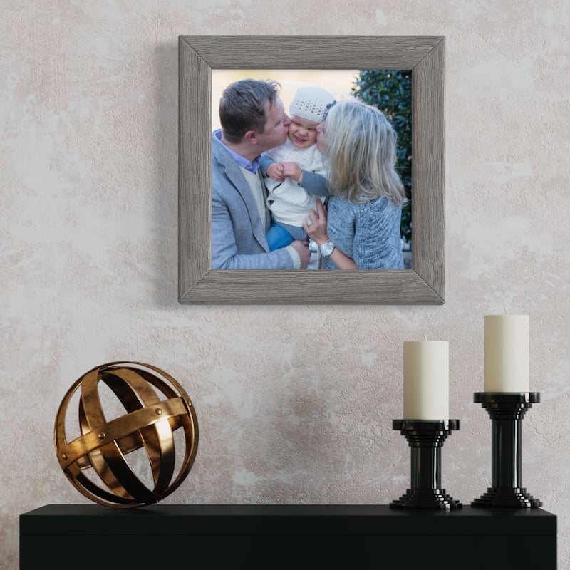 10x18 Grey Rustic Wide Barnwood Picture Frame - UV Acrylic, Foam Board Backing, Hanging Hardware