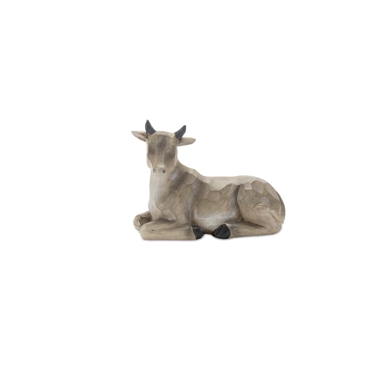 9-Piece Modern Nativity Scene Set with Polyresin Figurines in Beige and Gold for Christmas Decor - 3”H, 11.75”H