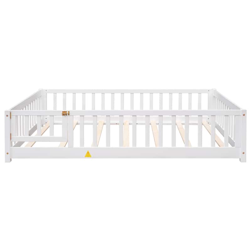 Floor Platform Bed with Fence and Door