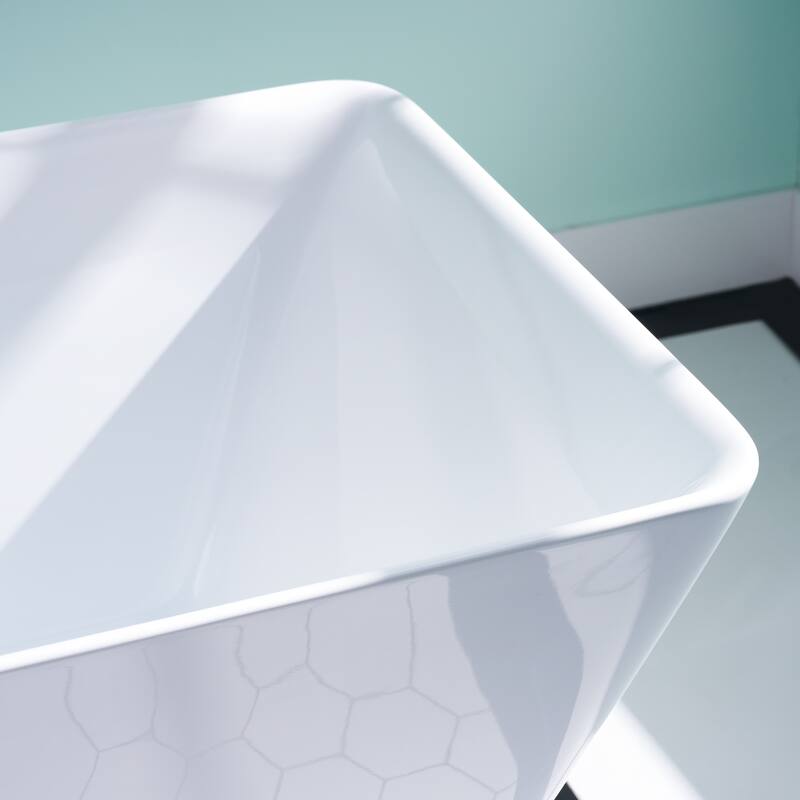 66'' W,78 GALLONS Freestanding Acrylic Soaking Bathtub With Drain And Overflow Holes