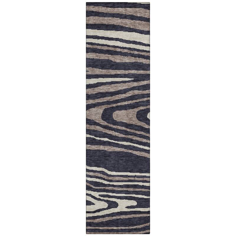 Machine Washable Indoor/ Outdoor Abstract Illusion Chantille Rug
