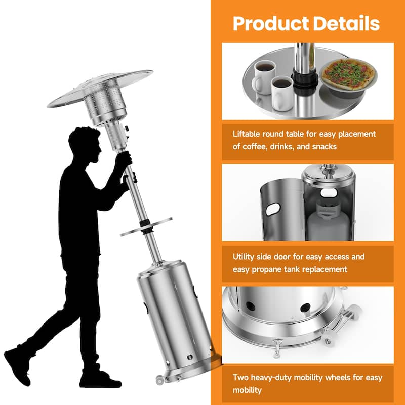 48,000 Btus Freestanding Umbrella Heater with Wheels - N/A
