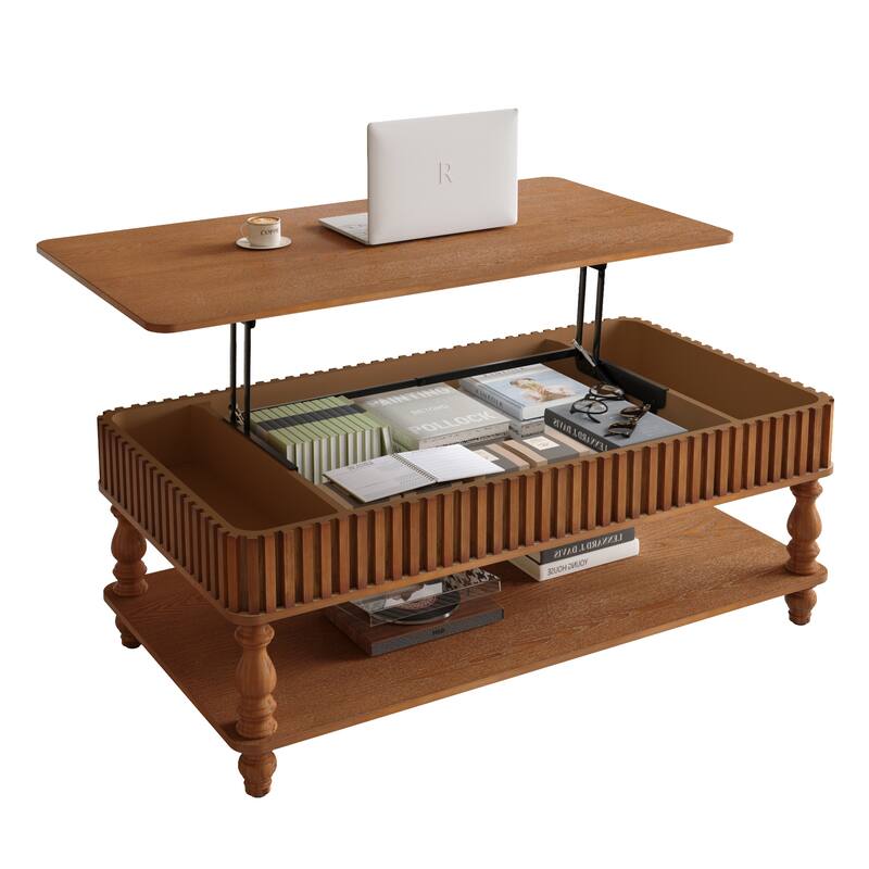 GDF Studio - Modern Wooden Lift-Top Coffee Table with Storage