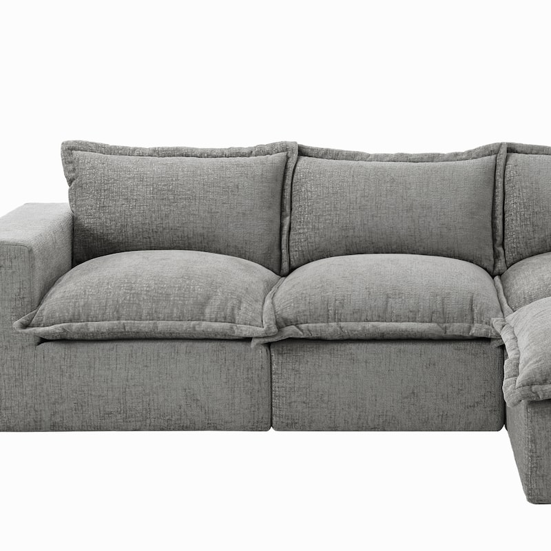Chenille No Assembly Modular Sectional Sofa Cloud Couch with Ottoman