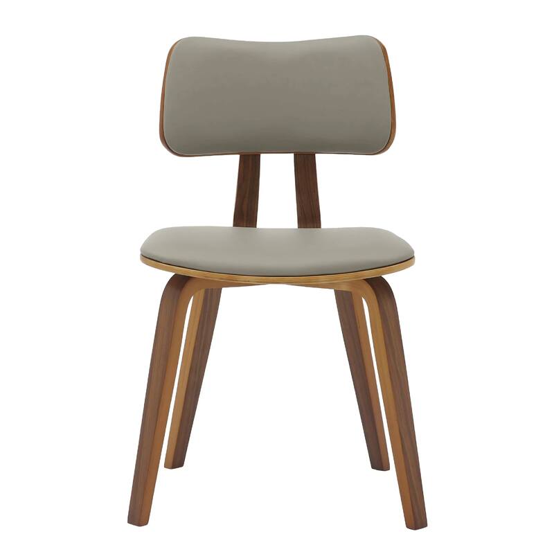 Clivo Leather Dining Chair with Open-Back and Poplar Wood Legs for Kitchen or Dining Room Set of 2